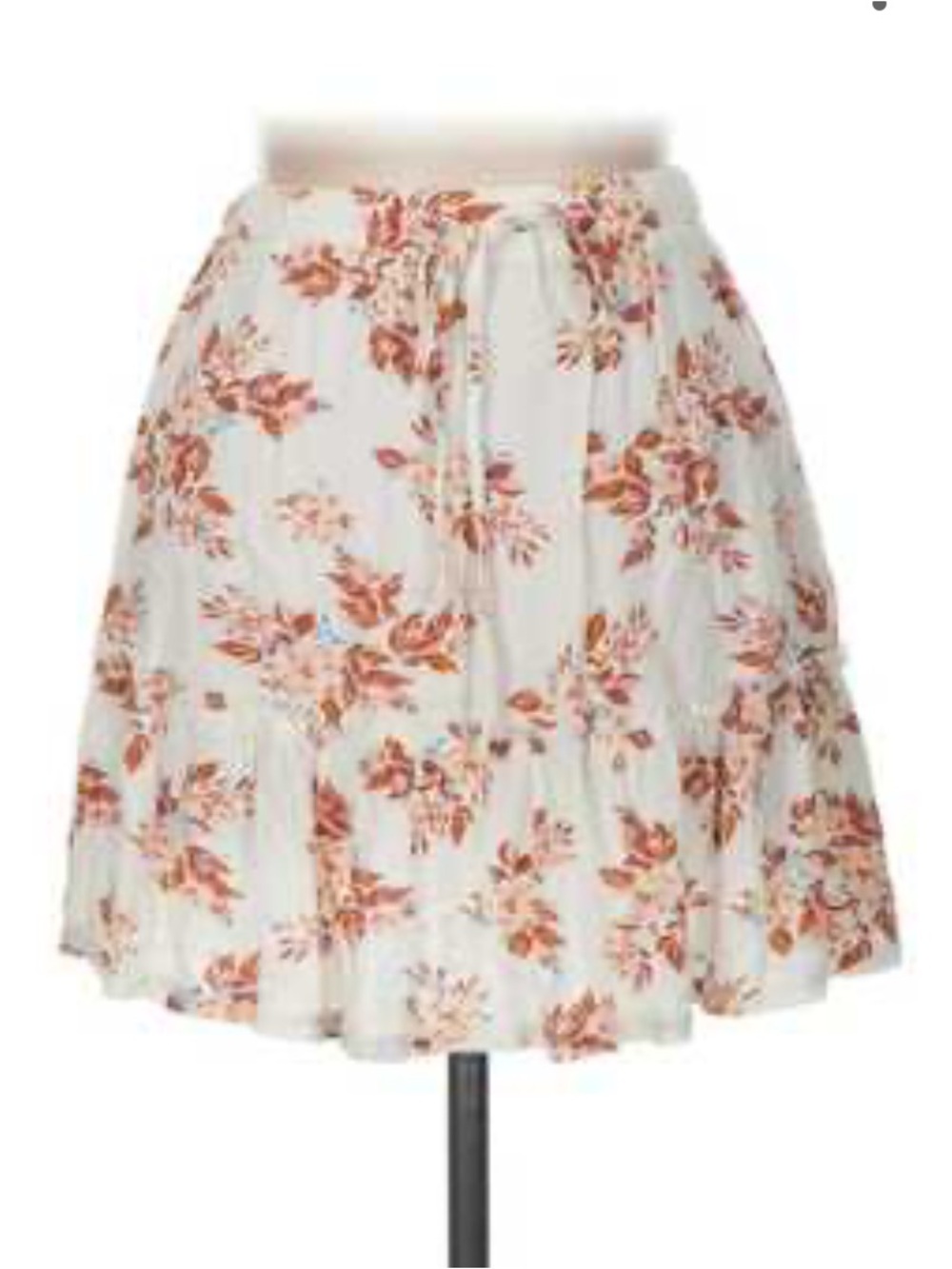 Cotton On Floral Ruffle Mini tired  Skirt - Cream with Rust Floral size XL